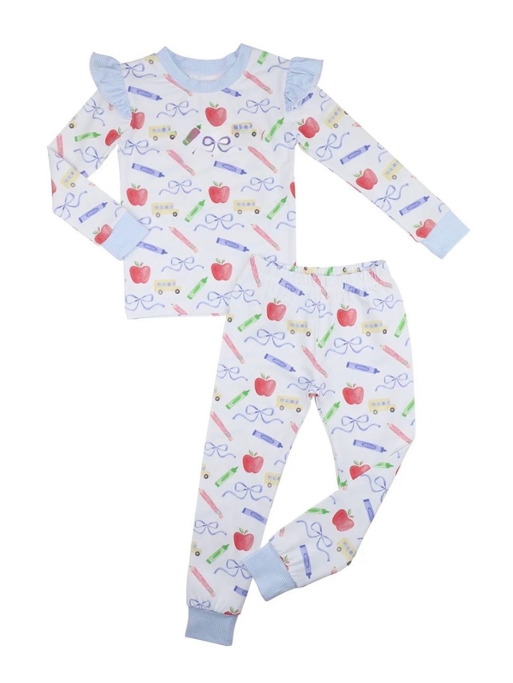 NWOT Cecil and Lou School-Themed Ruffle Shoulder Bamboo Pajama Set